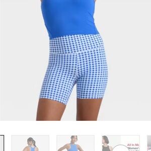 All in Motion Blue Gingham Bike Shorts